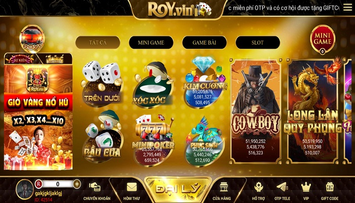 Những thể loại game có mặt tại RoyVin 